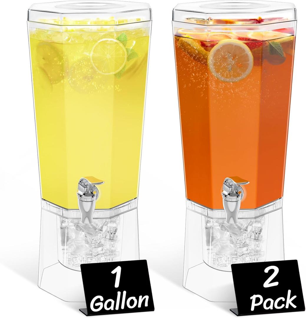 Lifewit 1 Gallon Drink Dispenser for Party with Leak-Proof Spigot, 2 Pcs