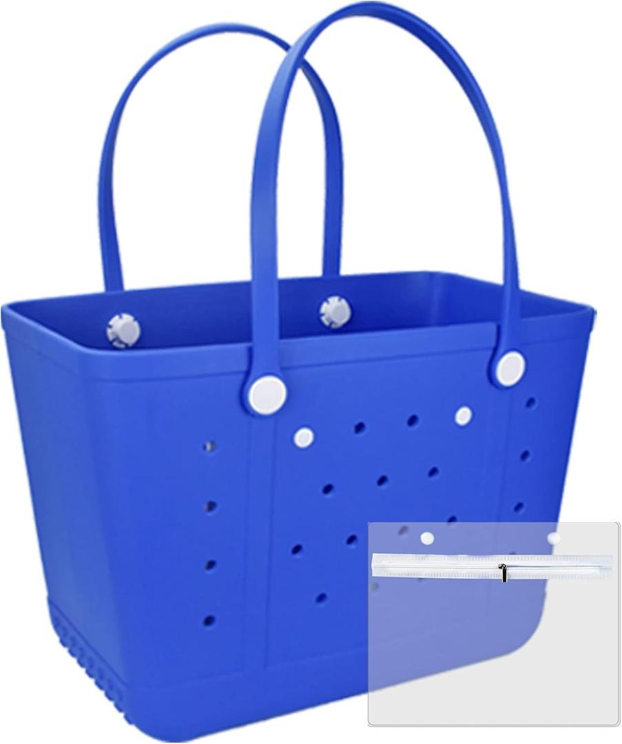 Beach Bag, Rubber Tote Bag, Waterproof Sandproof Washable Tote for Boat Pool Sports Gym Beach Travel