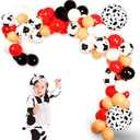 Cow Balloons Party Decorations, 103 Pcs Cow Print Balloon Beige White Red Black Balloons Arch Kit for Baby Shower Holy Cow Im One First Birthday Farm Theme Party Decorations Cow Print Party Supplies