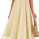 ZESICA Women's 2026 Summer Spaghetti Straps Sleeveless Backless Sundress Flowy Smocked Lace Swing A Line Midi Dress (Medium, Yellow)