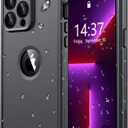 Temdan for iPhone 13 Pro Max Case Waterproof [Built-in 9H Tempered Glass Camera Lens & Screen Protector] [Full Body Protection] [IP68 Waterproof] Shockproof Phone Case for iPhone 13 Pro Max 6.7" Black (iPhone 13 Pro Max, Black)