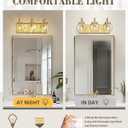 Beionxii Bathroom Vanity Light, 3-Light Brushed Gold Bathroom Light Fixtures, Modern Vanity Lights with Clear Glass Shade, Wall Sconces Lighting Over Mirror Living Room Hallway, BX-VL03BG-3CG
