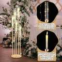 Tandefio 8 Sets Acrylic Candelabra Centerpieces 42.5" Tall Clear Candle Holders Pillar Taper Candlestick with Lampshades 5 Arm Floor Candelabra Stand for Wedding Christmas Ceremony Dinner Party