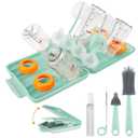 Rrwin Bottle Brush Cleaner Kit with Baby Bottle Drying Rack, Exendable Silicone Bottle Brush, Nipple Brush, Straw Brush, Soap Dispenser & Storage Box. Compact Size for Babies and Moms,Green