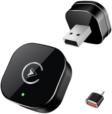 2026 Upgarded Wireless CarPlay Adapter for iPhone, Mini USB Design for Cars with Wired CarPlay, Fast Connection,5.8GHz WiFi,No Delay, Compatible with iOS 10+ & iPhone 6+, USB/Type C,Plug and Play