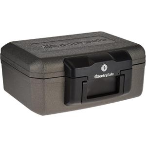SentrySafe Fireproof Safe with Key Lock, Chest Lock Box for Home or Travel Secures Money, Documents, 0.18 Cubic Feet, 6.1 x 14.3 x 11.2 Inches, 1210