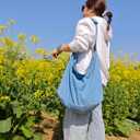 YunZh Denim Shoulder Bag for Women, Casual Style Lightweight Classic Retro Travel Shopper Hobo Bag