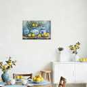 SWQYLB Lemon Wall Art Kitchen Picture Vintage Citrus Fruit Canvas Prints Yellow Lemon with Pottery Blue Classical Painting Rustic Farmhouse Decor Framed (Blue, 12.00" x 18.00")