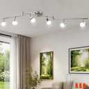 AIBOO 6-Light Adjustable Dimmable Track Lighting Kit, Flexible Foldable Arms,Satin Nickel Kitchen,Hallyway Bed Room Lighting Fixture, GU10 Base Bulbs not Included