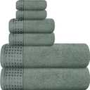 GLAMBURG 100% Cotton Ultra Soft 6 Pack Towel Set, Contains 2 Bath Towels 28x55 Inches, 2 Hand Towels 16x24 Inches & 2 Wash Coths 12x12 Inches, Compact Absorbent Lightweight & Quickdry - Jade