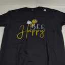Bee Happy T-Shirt Black Small Crew Neck Comfort