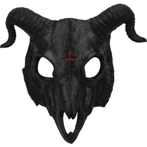 PURFUN Gothic Goat Head Skull Mask Ram Horns Animal Skull Costume Mask Demon Devil Evil Mask Cosplay Halloween Decor Prop