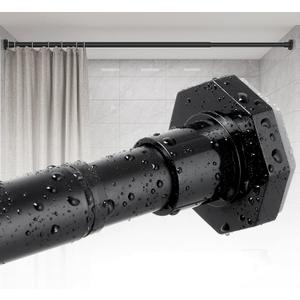 ALLZONE Tension Shower Curtain Rods No Drilling, 29 to 85 Inches, Spring Loaded Curtain Rods for Windows, Adjustable Shower Rod for Bathroom, Heavy Duty Tension Rod Fits Various Wall Types, Black
