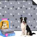 Washable Pee Pads for Dogs, 2 Pack Reusable Puppy Pads, Waterproof Pet Pee Pads for Dog Potty Training, Extra Large Dog Pee Pads for Crate, Playpen, and Whelping, Durable and Absorbent, Grey 32"x52" (Gray)