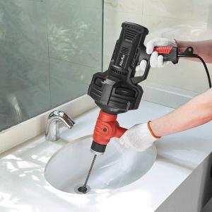 XtremepowerUS Handheld Portable Auto Feed Snake Drain Auger Corded Operated Unclog Sink Clog Pipe Cleaner Plumbing Power Tube 25' ft Cable (Red/Black)