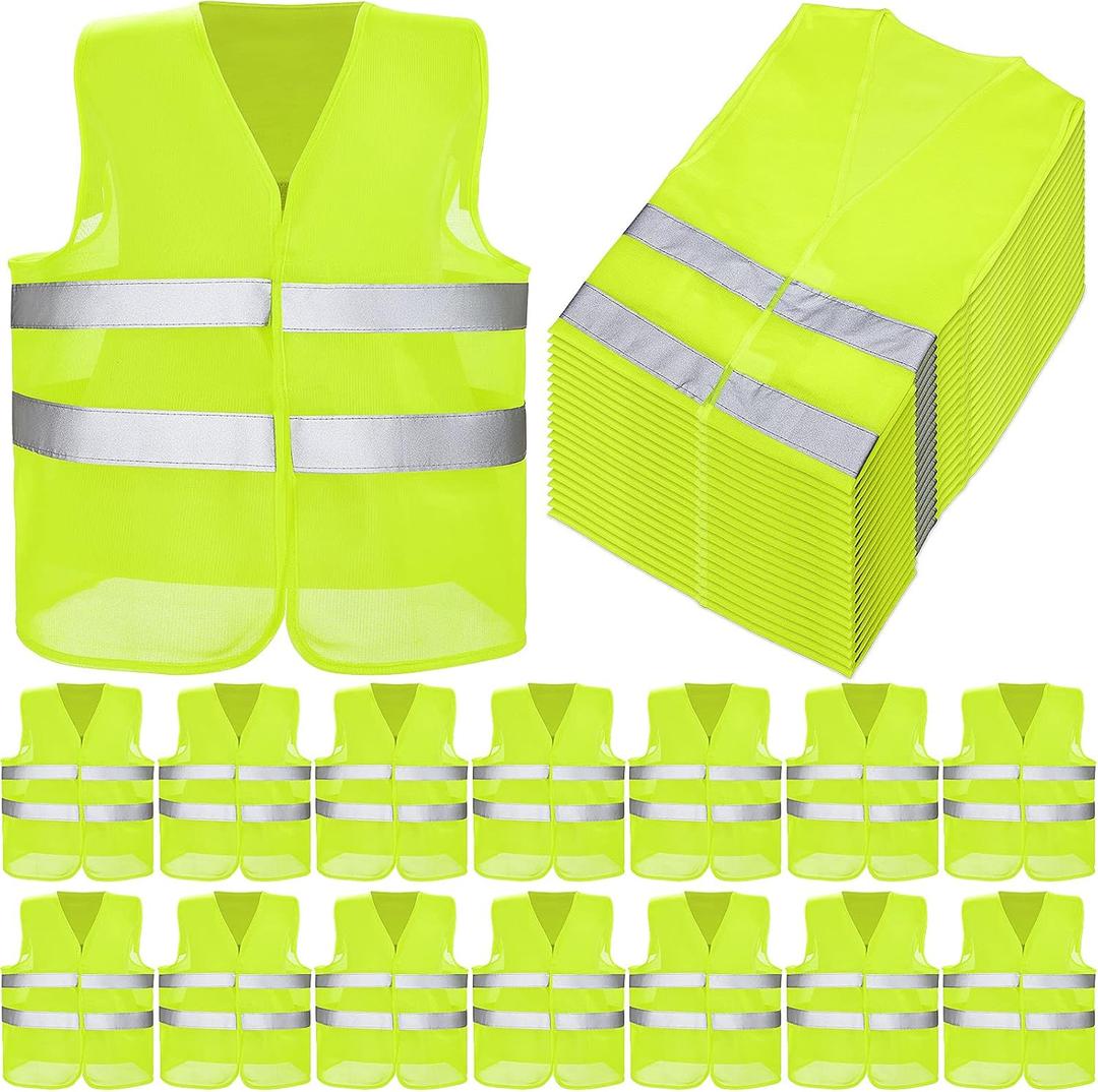 Coume 12/20 Pieces Safety Vests Bulk High Visibility Reflective Vests Mesh for Construction Working with 2 Reflective Strips