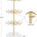 Mkono Bracelet Holder Gold Metal Rotating Bracelet Display Stand 3 Tier Jewelry Tower rack with 36 Hooks and Wood Base Modern Adjustable Storage Organizer Tree for Selling KeyChain Bangle Accessories