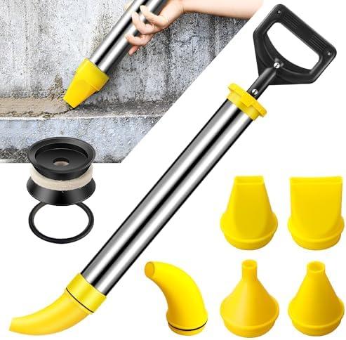 DUXINN Stainless Steel Cement Mortar Grouting Gun, Reusable Caulk Gun Grout Gun with 5 Nozzles, Caulking tools perfect for Grouting, Sealing, and Joint Filling