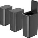 N. NETDOT 3 Pack 10 L/2.6 Gal Bathroom Trash Can with Lid, Small Kitchen Trash Bin with Press Type Lid, Black Trash Can/Slim Garbage Cans/Trash Bin/Waste Basket for Bathroom,Kitchen,Office,Bedroom