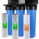 iSpring WGB32B Whole House Water Filter System, Highly Reduces Sediment, Taste, Odor, and up to 99% Chlorine, 3-Stage w/ 20-Inch Sediment and Carbon Block Filters, 1" Inlet/Outlet