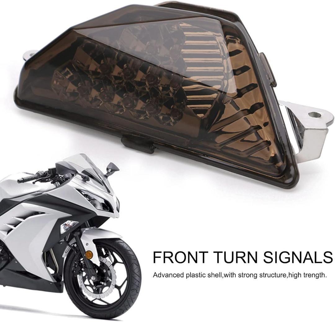 Topteng Motorcycle Front LED Turn Signal Light Lamp fits for KAWASAKI NINJA250 NINJA300 2013-2016, NINJA 400 2018-2021, NINJA 650 2018-2022, NINJA 1000 2017-2021, ZX-6R 2013-2021 (Smoke1) 1 Pack