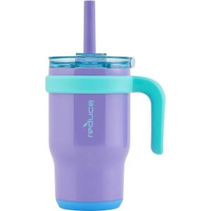 REDUCE 14 oz Coldee Tumbler with Handle for Kids - 2 Pack, Leakproof Insulated Stainless Steel Mug with Lid, Keeps Drinks Cold up to 18 Hrs, Purple