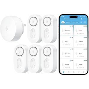 GoveeLife Upgraded Smart Water Leak Detector 1s with 1804ft Ultra-Long Range, WiFi Water Sensor with SMS/Email/APP Push and Sound Alarm,5-Year Battery Life, 5 Pack, Suit for Home, Basement, Kitchen
