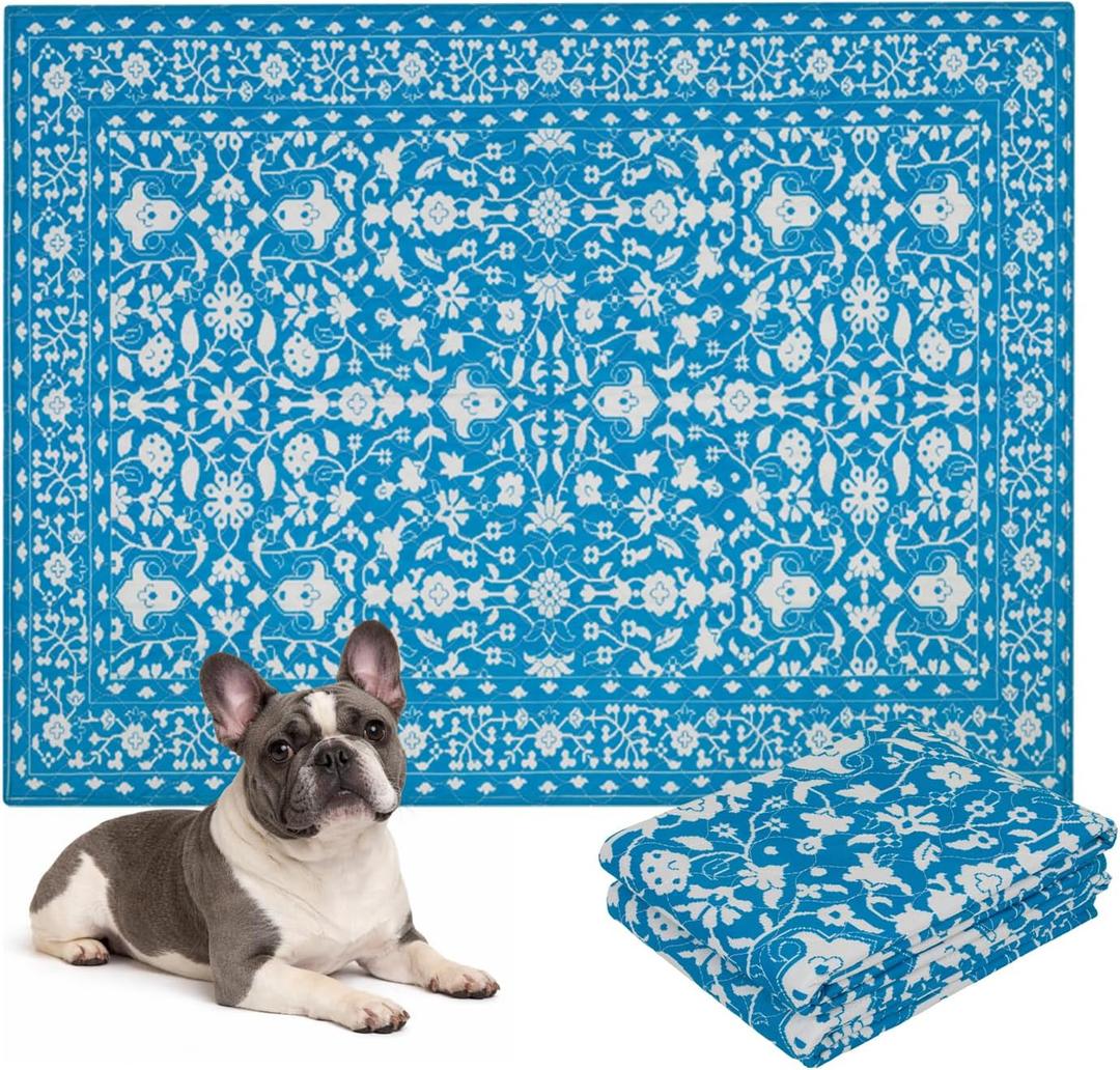 Lovewag Pets Washable Dog Pee Pads, 36" x 48", Waterproof, Non-Slip, Super Absorbent, Reusable Machine-Washable, 2-Pack (Teal Paradise)