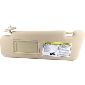 USTAR Beige Left Driver Sun Visor Fit for Toyota Highlander 2008-2013 with Light 74320-48500-E0