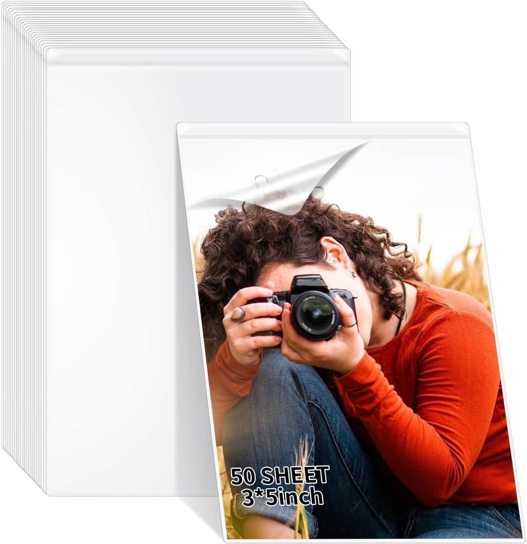 50 Sheets 3x5inch Self Seal Laminating Pouches Self Adhesive Laminating Sheet No Laminating Machine Needed for Photos Index Cards (3x5inch)
