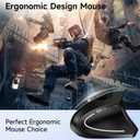 Ergonomic Vertical Wireless Mouse Stylish Rechargeable 2.4G Optical Mice Cordless Mouse with USB Receiver, 800/1200 /1600 DPI, 5 Buttons for Laptop,PC,Mac,Computer (Black)