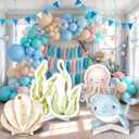 Honoson 4 Pcs Large 24" x 32" Under The Sea Party Decorations Ocean Themed Baby Shower Backdrop Marine Animals Cardboard Cutouts Sign Photo Props for Birthday Party Supplies