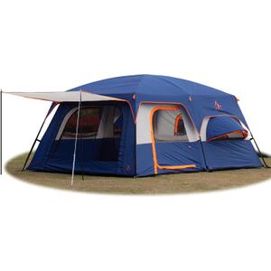 KTT Extra Large Tent 12-14 Person,Family Cabin Tents,2 Bay-Windows,2 Rooms and 3 Doors 3 Windows with Mesh,Waterproof,Straight Wall,Double Layer,Big Tent for Outdoor,Picnic,Camping, 10-12 person