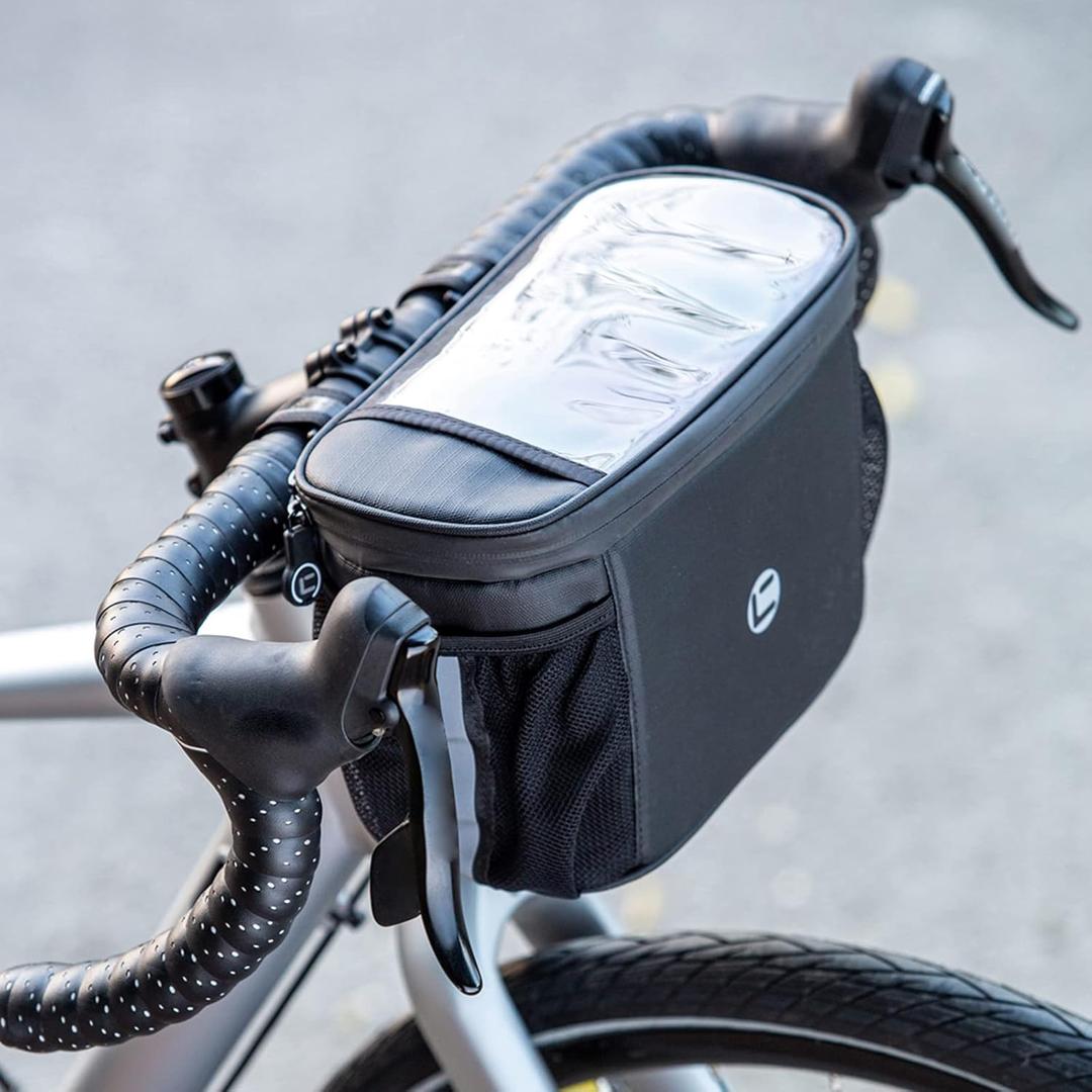 Bike Handlebar Bag - Transparent Waterproof Touch Screen Mobile Phone Bag, Thermal Insulation and Cold Storage Bicycle Basket with Reflective Strip, Mesh Pocket for Water Bottle 4L,