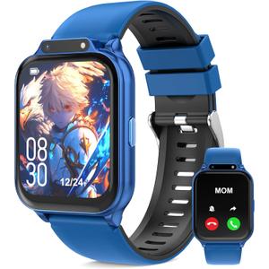 Smart Watch for Kids 1.85" with Fitness Tracker, Sleep Monitor, 22/100+ Sport Modes, DIY Dial, IP68 Waterproof, Step Counter, Heart Rate, Camera, with/Without APP, Gift for 3-12 Years Old Boys Girls (Blue)