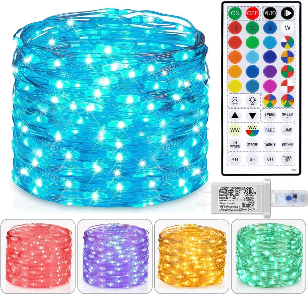 Fairy Lights USB Plug in 33ft 100LEDs with Remote, Warm White 20 Color Changing Light Twinkle Firefly String Lights for Bedroom Party Wedding Christmas Tapestry, Multicolor Colors (USB&Plug)