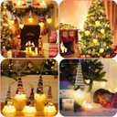 Christmas Gnome Plush Decoration, 13.7 inch Lighted Swedish Tomte, Holiday Indoor Tabletop Ornament (White & Brown)