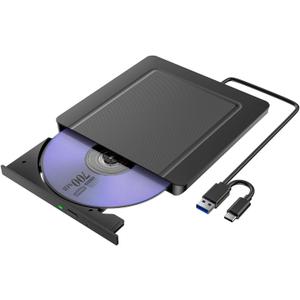External CD DVD Drives, External CD DVD +/-RW Drive USB 3.0 Portable DVD Reader Writer ROM Drive,CD Burner External Disk Drive Compatible with Laptop Desktop Mac,Windows 11/10/8/7 (CDM005-B)
