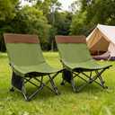 Compact Beach Chairs 2 Pack with 3-Position Lay Flat Low Portable Camping Chairs for Adults Folding Reclining Chairs for Beach, Lawn, Travel