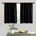 RYB HOME Black Curtains Blackout - Bathroom Small Window Curtains Thermal Insulated Privacy Drapes for Kids Bedroom Living Room Kitchen Basement, Width 42 by Length 36, 1 Pair