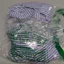 MakeMeChic Women's Maternity  Only 1Piece Pajamas Set Striped V Neck Tie Puff Sleeve Shirt and Shorts Pregnancy Lounge Set Blue Small