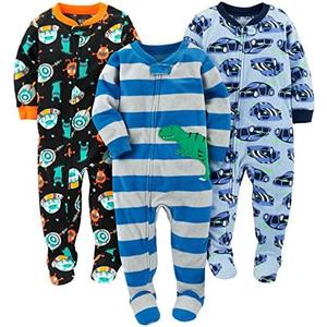 Simple Joys by Carter's Toddlers and Baby Boys' Loose-Fit Flame Resistant Fleece Footed Pajamas, Pack of 2 , 2T
