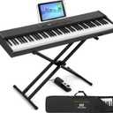 MUSTAR Digital Piano 88 Key Weighted with Stand, 88 Key Semi Weighted Keyboard Piano MEP-900, Portable Electric Piano Keyboard 88 Keys with Bluetooth Connection, Case, Sustain Pedal, MDF, Black