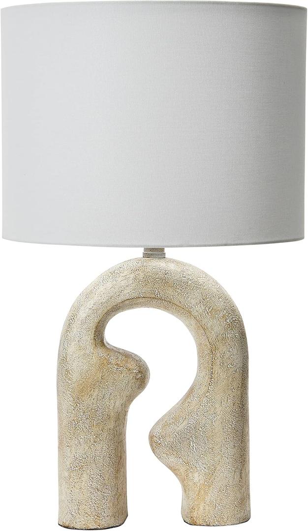 Creative Co-Op Modern Abstract Sculptural Table Lamp with Drum Shade, Distressed Natural