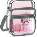Blvornl Clear Crossbody Bag with Adjustable Shoulder Strap, Stadium Approved PVC Purse Bag, Messenger Bag (X-Large, Grey)