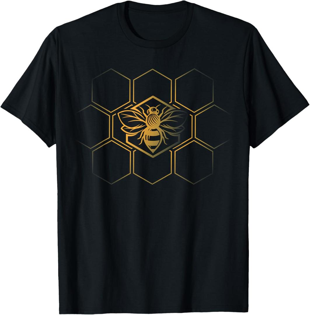 Beekeeper Beekeeping - Honeycomb Love For Bees T-Shirt (Small, Black)