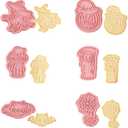Guowall 6pcs Halloween Cookie Cutters With Plunger Stamps Set 3D Cookie Stamps Funny Cartoon Biscuit Cutter for Baking Supplies