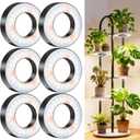 Wiaxulay Ceiling Grow Lights for Indoor Plants, 288 LED Full Spectrum 3.5in Halo Plant Grow Light, 12/3A Under Cabinet Grow Lamp with Auto Timer 6/12/16 Hrs, 3 Lighting Mode, 5 Brightness, Six Head