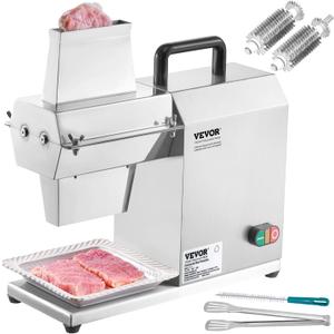 VEVOR Commercial Meat Tenderizer, Heavy Duty Stainless Steel Kitchen Tool with Handle, Meat Tong, and Cleaning Brush, 450W Electric Meat Tenderizer Machine for Beef, Turkey, Chicken, Pork, and Fish (17 inch)