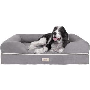 Friends Forever Large Dog Bed Couch, Orthopedic Pet Sofa Memory Foam
Dog Couch with Washable Removable Bed Cover, Non-Slip Bottom, Indoor Calming Chairs Mattress, Chester, Pewter Grey Large